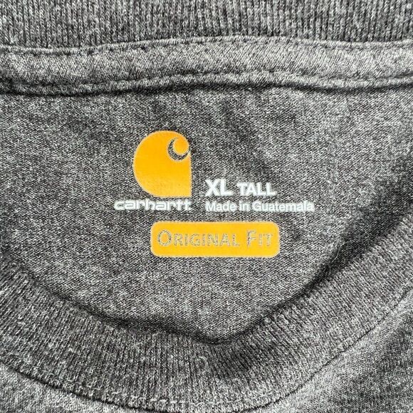 Carhartt Shirt Men's Size XL Grey Loose Fit Heavyweight Long Sleeve Pocket Tee - Picture 7 of 9